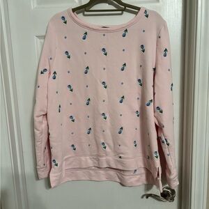 Talbots Pink Sweatshirt with Floral Pattern XL